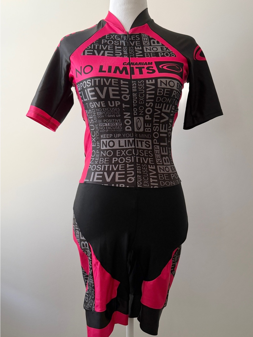 Preloved Canariam Women’s No Limits Pink & Black Speed Skating Skinsuit - Picture 7 of 10